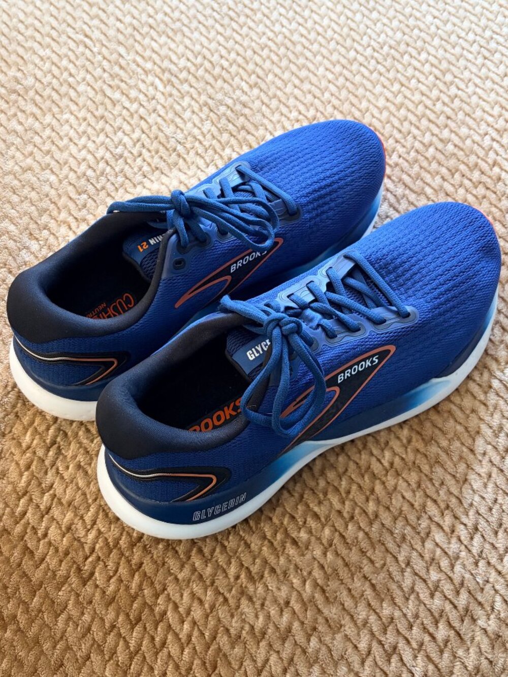 Men's Brooks Glycerin 21 11 2E Wide Blue Opal Black Nasturtium NEW Sneakers SALE